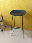 Modern High Bar Stool - Black Plastic & Metal - 2