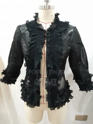 Designer Statement Ruffle Mesh Open Jacket