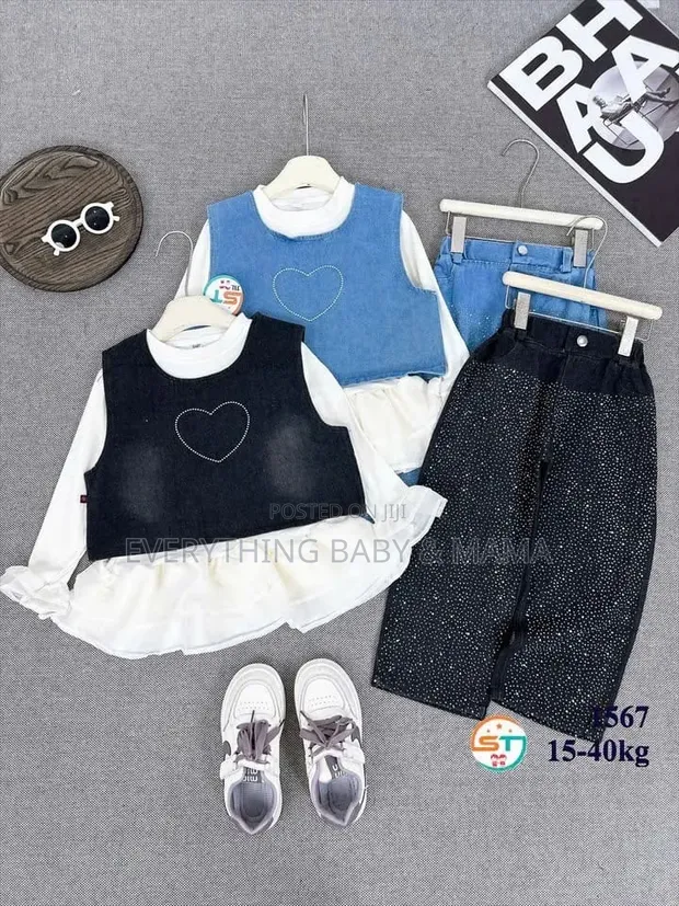 Angel Yara Mata Na Musamman 2pc Na Katako & Denim - 1