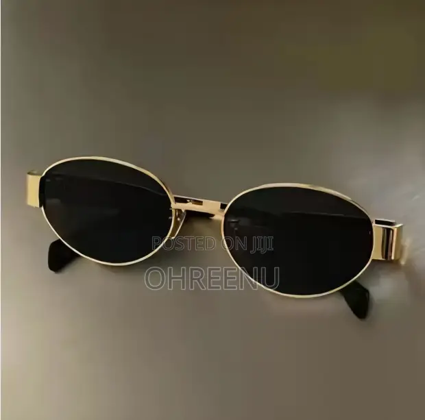 Vintage Oval Sunglasses, Black, Unisex - 1