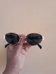 Vintage Oval Sunglasses, Black, Unisex - 4