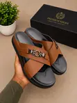 Handmade Faux Leather Slides for Men & Women - 1
