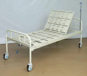 Manual Hospital Bed with Backrest Adjustment and IV Pole
