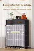 Black 6-Tier Fabric Shoe Rack with Storage Drawers & Curtain - 4