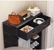 Black 6-Tier Fabric Shoe Rack with Storage Drawers & Curtain - 5