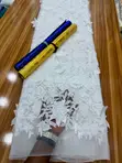 Luxury 3D Ivory White Net Lace Fabric - 3