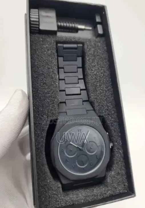 All-Black Matte Quartz Watch with Link Adjustment Tool - 1
