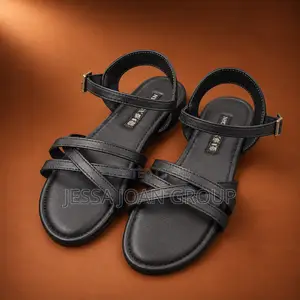 Jessa Joan Women's Black Cross-Strap Sandals