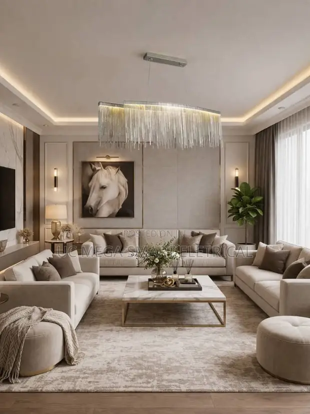 Modern Luxury Silver Tassel Chandelier Hanging Lamp - 1