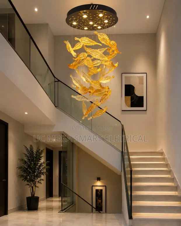 Maple Leaf Glass Pendant Chandelier - 1
