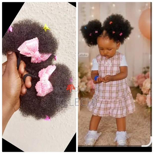 Kids Afro Puff Ponytail with Bow (2pcs) - 1