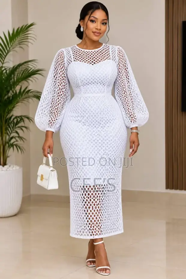 White Net Lace Fabric - Brand New - 1