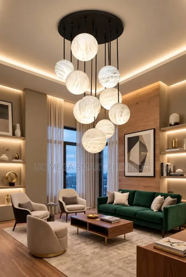Modern Natural Marble LED Chandelier for Home Decor - 1