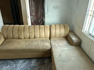 Home Interiors L-Shape Sofa - Gold Velvet