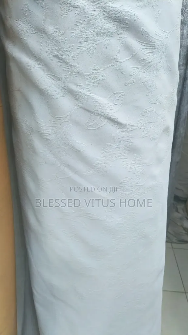 Elegant Powder Blue Embossed Curtain - Home Interiors - 1