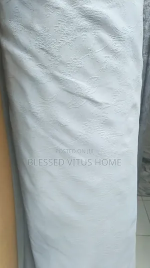 Elegant Powder Blue Embossed Curtain - Home Interiors