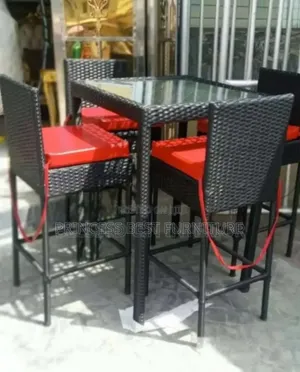 High Leg Outdoor Rattan Bar Chair - Gold