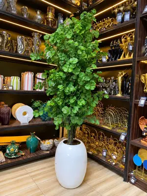 Artificial Yellow Ginkgo Plant in White Egg Pot