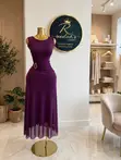 Velvet Plum Mesh Elegance Dress - 1