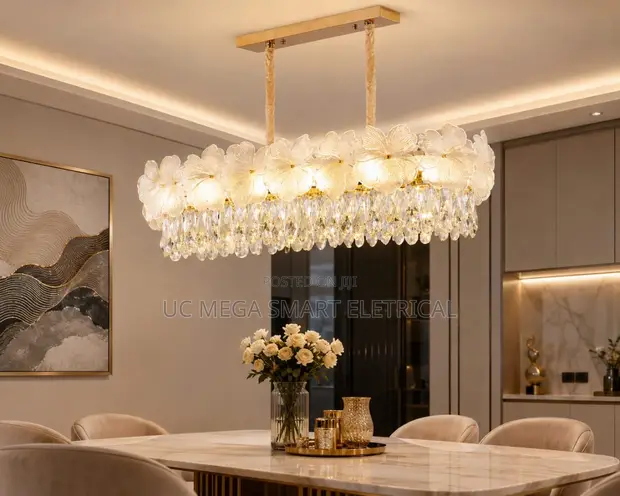 French Flower Crystal Chandelier - Living Room Ceiling Lamp - 1