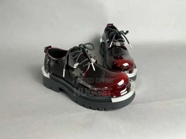 Glossy Patent Leather Platform Chunky Shoes - 1