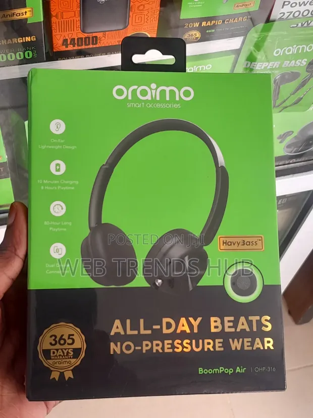 Oraimo BoomPop Air (OHP-316) Wireless Headphones - Batur 80-Hour - 1