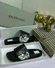 Balenciaga Embossed Lion Pool Slides - Black - 2