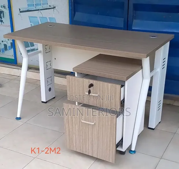 Boss Office Products 1.2m Office Desk with Mobile Drawer - Brand New - 1