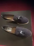 Franco Sarto Black Suede Slip-On Loafers - Women's Size 8 - 3