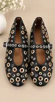 Original Black Eyelet Mary Jane Flat Shoes - 2