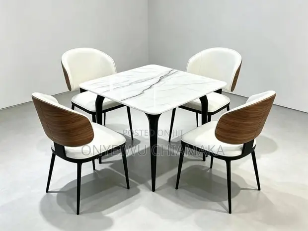 Modern Marble 4-Seater Dining Set - 1