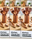 King 6-Piece Wooden Cooking Spoon Set with Base - 1