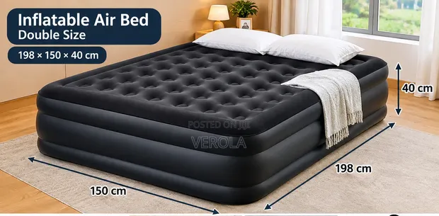 Premium Inflatable Air Bed - Double Size (198x150x40cm) - 1