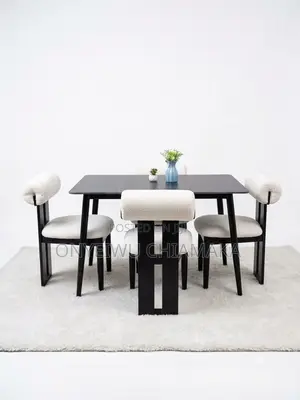 Modern 4-Seater Dining Table Set - Black & Cream