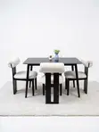 Modern 4-Seater Dining Table Set - Black & Cream - 2