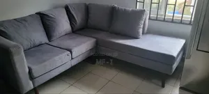 5-Guji Sofa Mai Siffar L - Grey Fabric