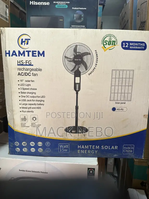 Brand New Hisense Solar Rechargeable Fan - 1