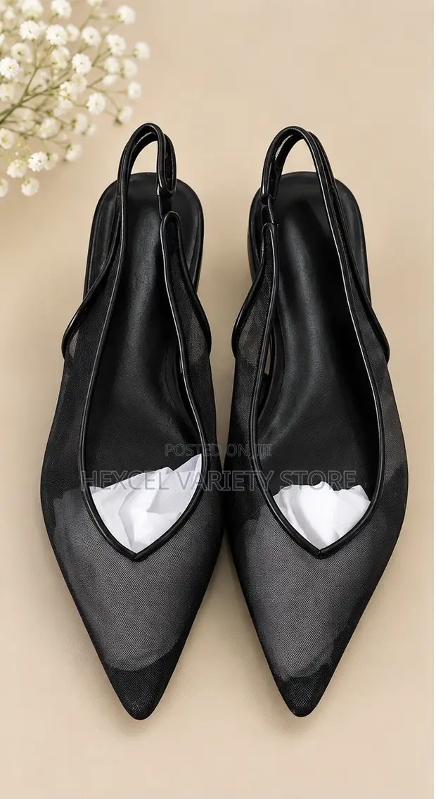 Luxury Black Slingback Flat Shoes for Ladies - 1