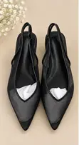 Luxury Black Slingback Flat Shoes for Ladies - 1