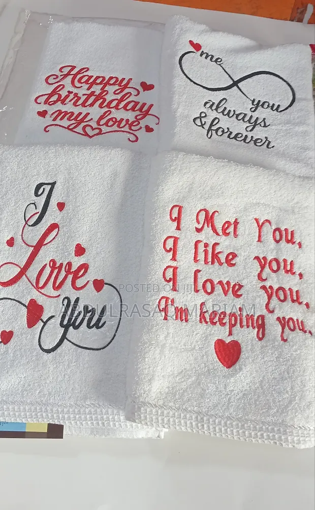 Premium Custom Embroidered White Towels - 1