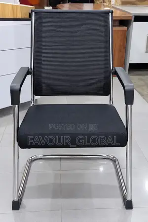 Modern Office Visitor Chair - Black Mesh