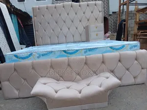 Brand New 6x6 Upholstered Bed Frame - Milk Colour