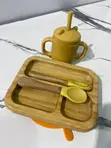 Silicone & Wooden Feeding Set with Cups - 2