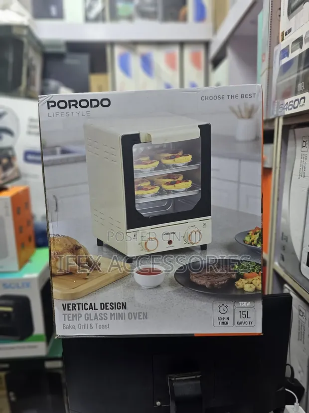 Porodo Vertical Design Temp Glass Mini Oven - 1