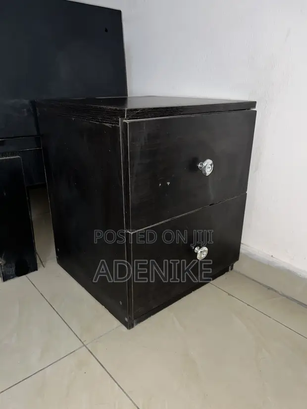 Used Black Two-Drawer Storage Cabinet - 1