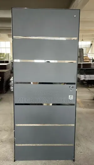Contemporary Grey Flush Door with Metallic Inlays
