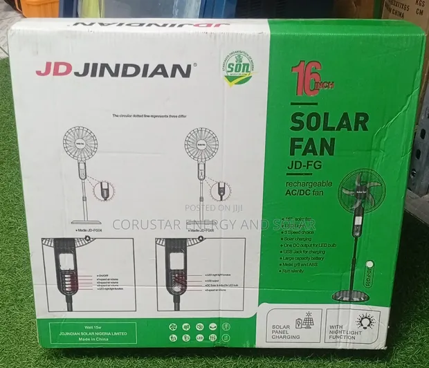 Jdjindian 16-inch Solar Fan mai fitila - 1