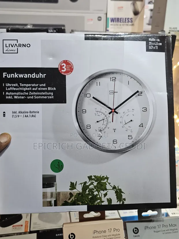 LIVARNO Wall Clock with Temperature & Humidity Gauges - 1