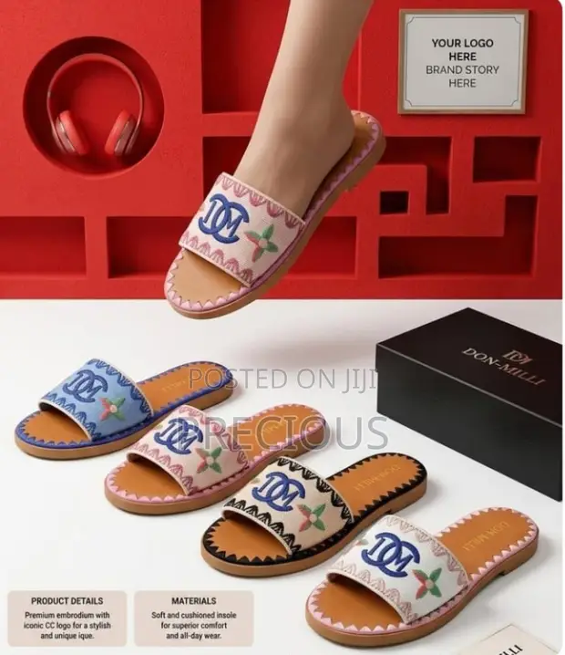 Donna Sharp Pink Embossed Logo Flat Slippers - 1
