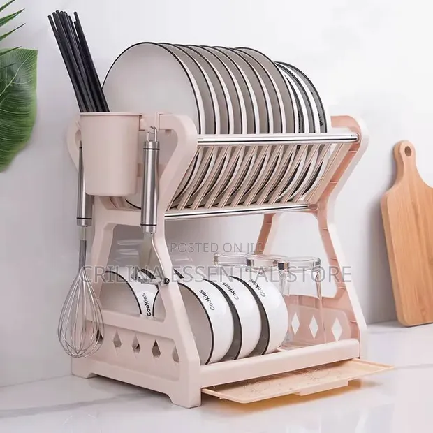 Double Layer Plastic Dish Drying Rack - 1